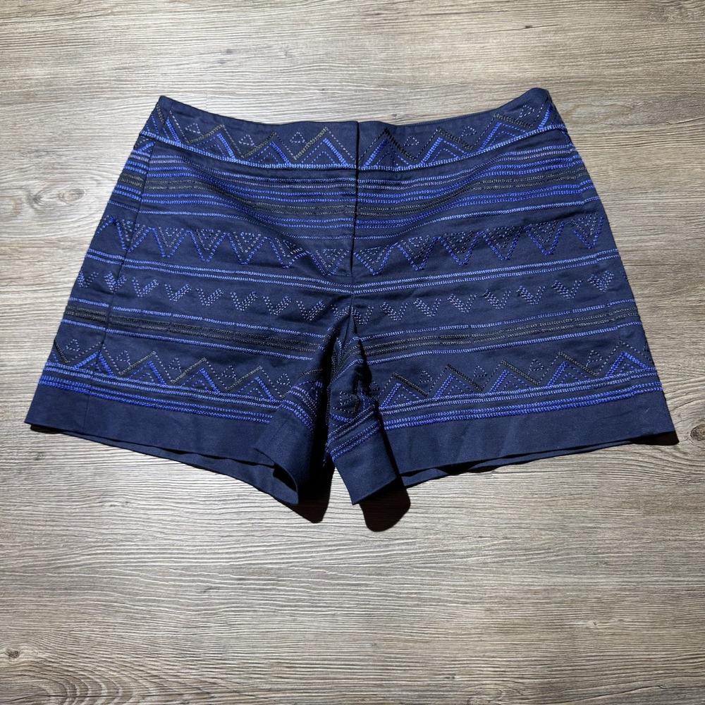 White House Black Market Women's Blue Embroidered Shorts Size 4
